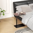 thumbnail image 3 of YUSAZENS 360° Rotatable Height Adjustable C-Shaped End Table with Slots for Sofa Bed Walnut, 3 of 7