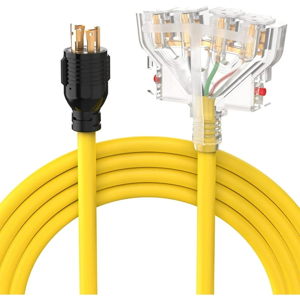TOOLIOM Generator Extension Power Cord 25 Feet NEMA L1430P to Four 5
