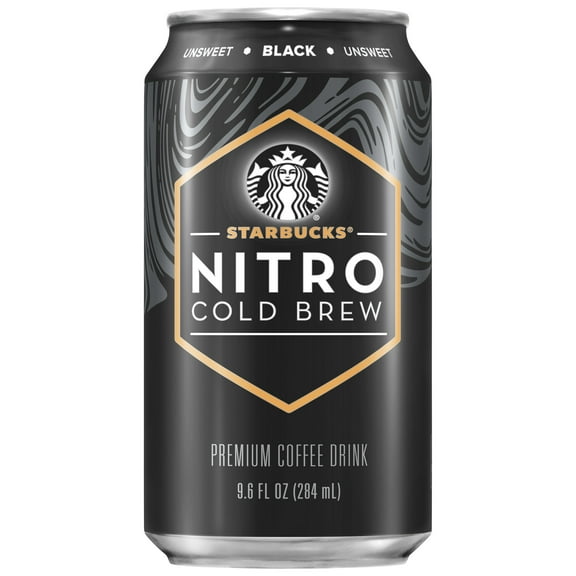 Starbucks Nitro Cold Brew Black Unsweetened Premium Iced Coffee Drink, 9.6 fl oz 8 Pack Cans