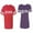 Men Red / Women Purple, variant on Broom Bride Unisex Couple Matching Cotton Jersey style T-Shirt Contrasting stripes on sleeves (Men Red / Women Black) (Men S / Women S)