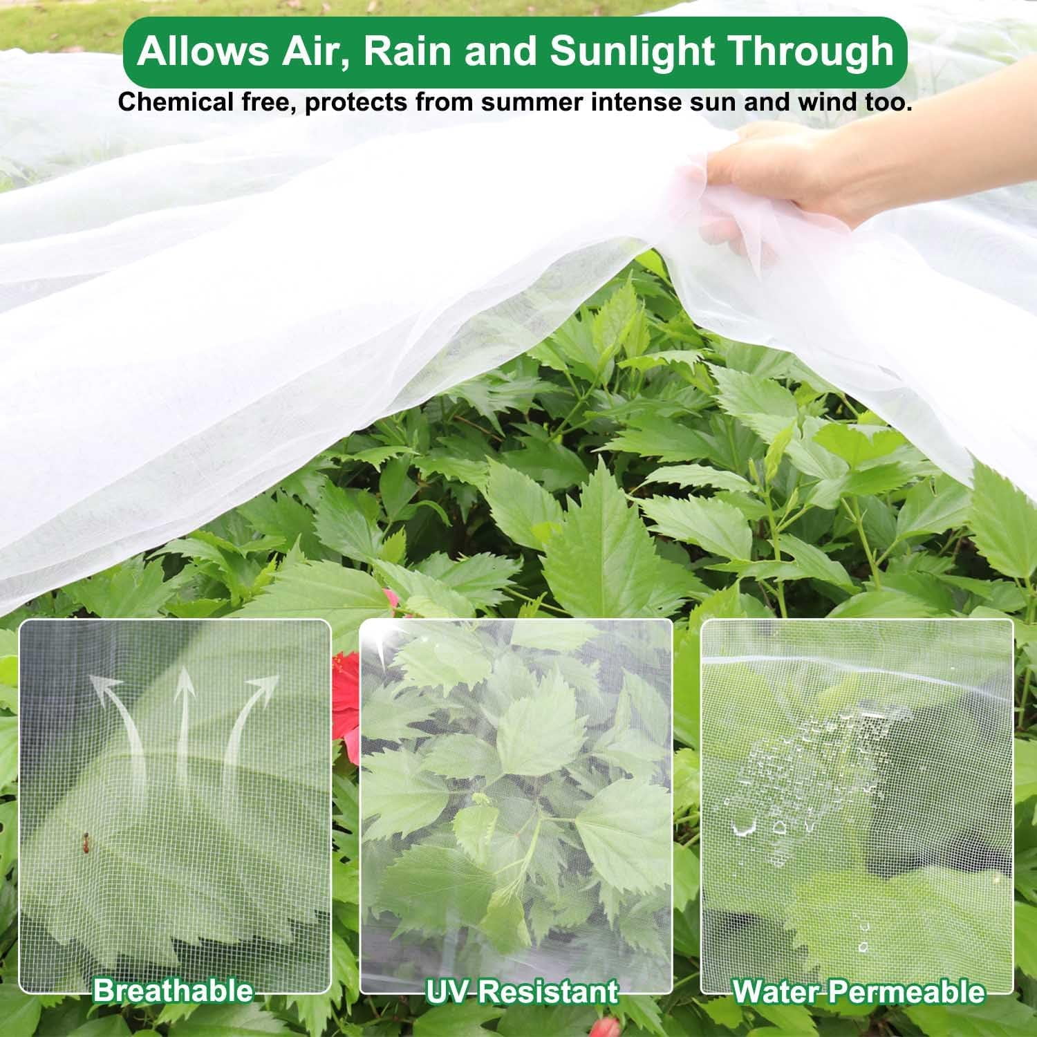 KLEWEE 10 x 50 FT Garden Mesh Netting, Ultra Fine Plant Netting Covers, for Raised Beds Vegetables, Fruit Tree Blueberry Bushes Barrier Screen Protection Net Cover