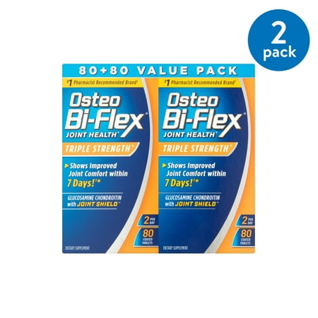 Glucosamine Chondroitin 60 Tablets - (2 Pack) Osteo Bi-Flex Glucosamine Chondroitin with Joint Shield Value Pack Coated Tablets, 160 count