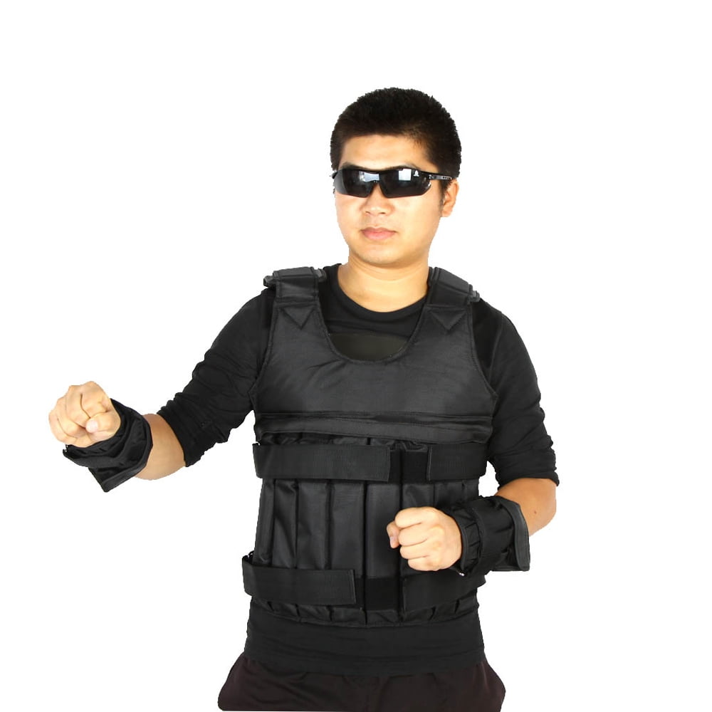 Riousery Adjustable Weighted Vest 44 lbs / 20kg Max Load Weight Jacket for Boxing Training Fitness Exercise Workout Waistcoat with 16 Empty Pouches Black