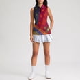 thumbnail image 5 of Golf Shirts for Women Sleeveless Zip Collared Athletic Tank Tops with Print, Golf and Tennis Performance Top White M, 5 of 6