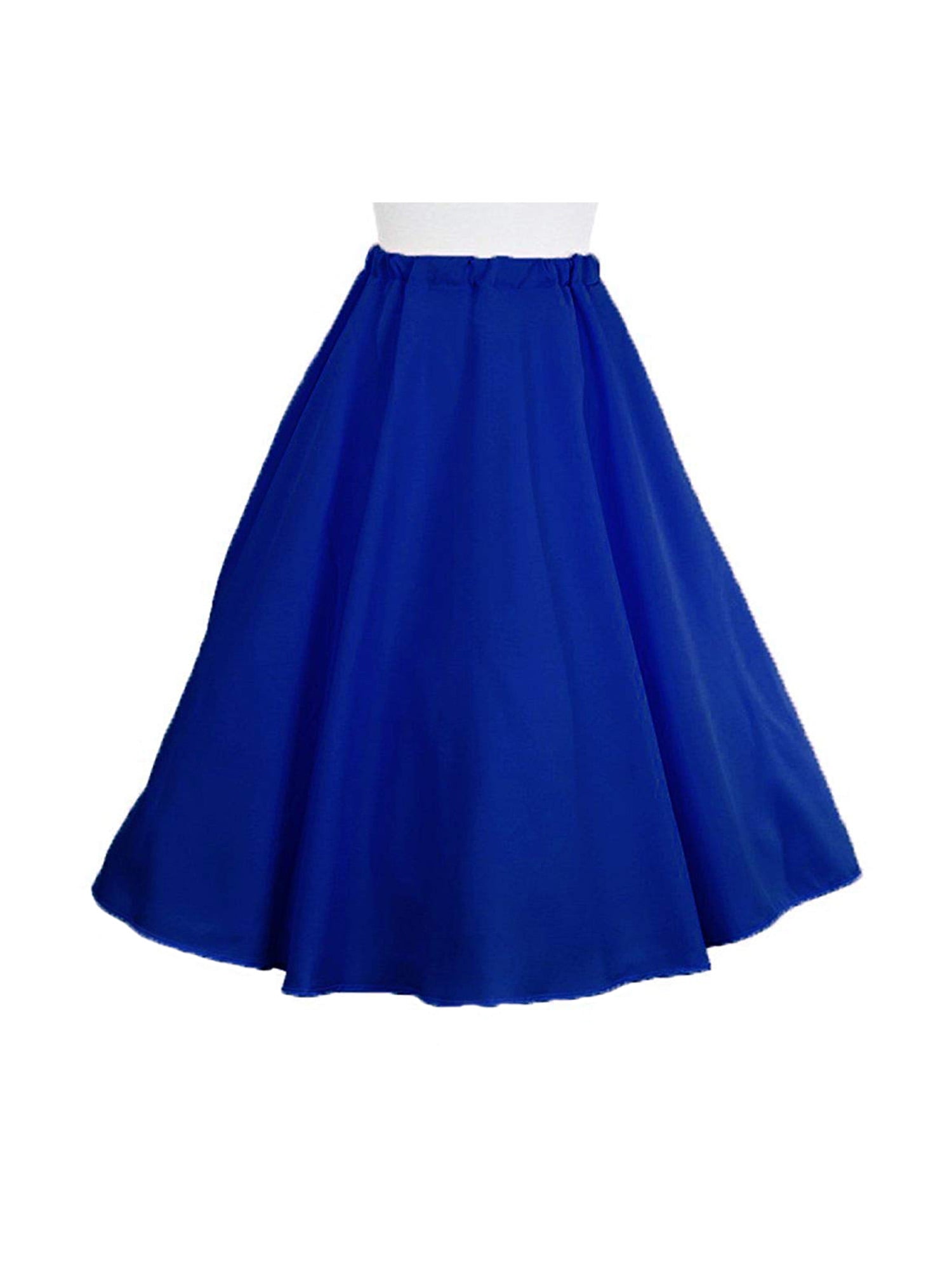 Blue Full Circle Skirt - 50s Style Twirl Skirt - Elastic Waist - L/XL