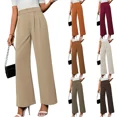 thumbnail image 3 of Pantalones elegantes de cintura alta, holgados, casuales y de pierna recta para mujer para un viaje cómodo en otoño, 3 of 4