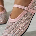 thumbnail image 4 of Seffadzy Women Rhinestone Mesh Summer Mary Jane Ballet Flats, Breathable Crystal Embellished Slip-On Shoes with Adjustable Strap Pink 39, 4 of 7