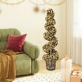 thumbnail image 6 of Resenkos Set of 2 Artificial Spiral Topiary Trees with Vintage Pots - Gold, 6 of 8