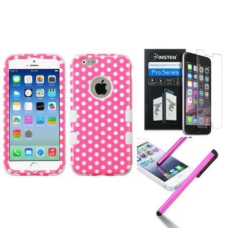 Insten Pinkwhite Dots Hybrid Hard Casestylusscreen Protector For Apple Iphone 6s 6 47