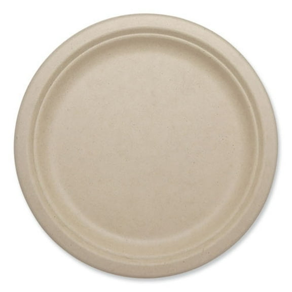 9.1 in. Diameter Paper Fiber Plates - Natural (1000/Carton)