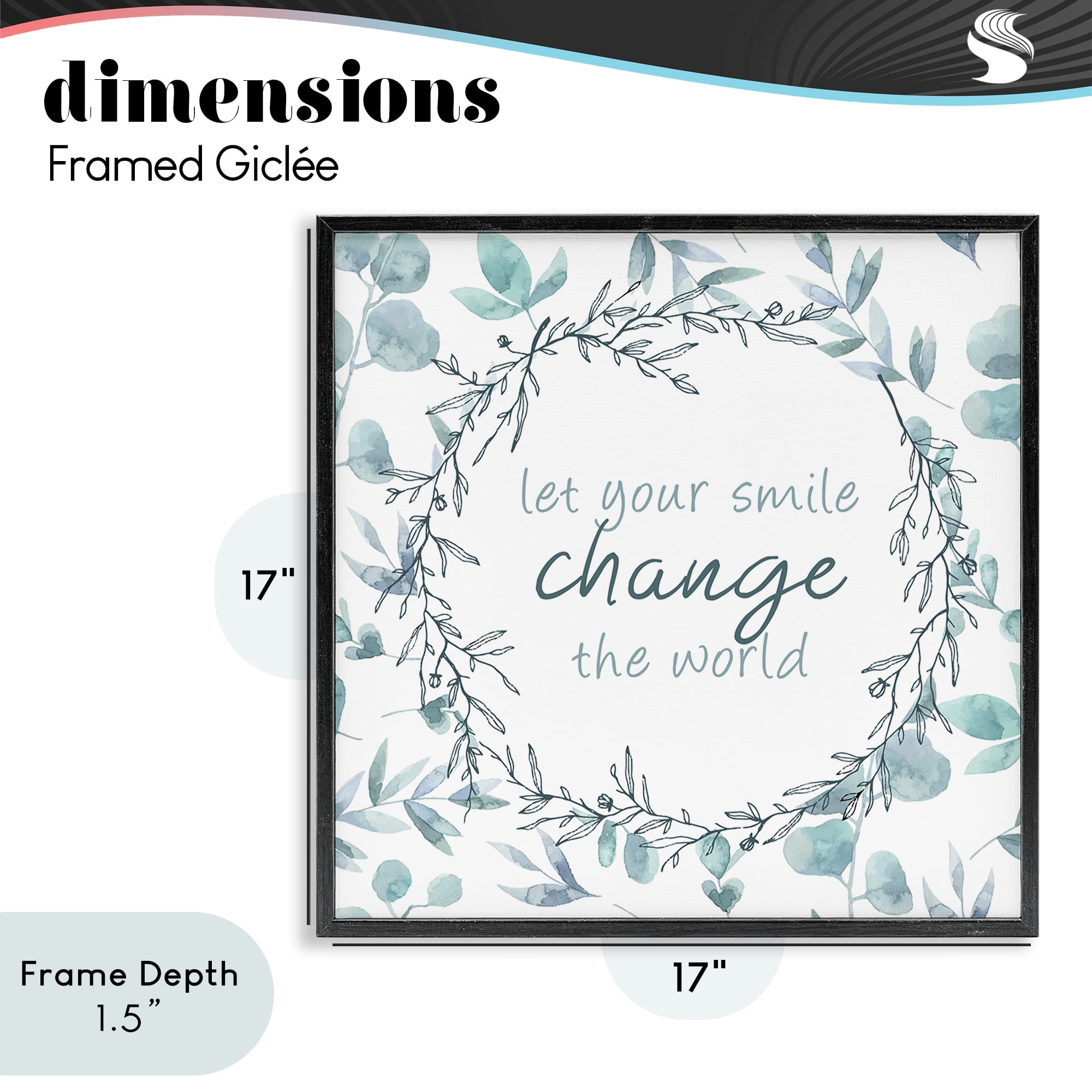 Stupell Industries Smile Change The World Black Framed Giclee Art, design by Kim Allen