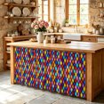 thumbnail image 5 of Colorful Rhombic Sink Skirt for Bathroom, Self-Adhesive Under Sink Curtain, Modern Abstract Geometric Retro Rustic Hide Pipes & Storage Fabric Cabinet Skirt Cover for Kitchen Laundry 32"x55", 5 of 8