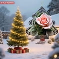 thumbnail image 4 of Metal Hanging Christmas Tree-Shaped Wind Decorations - Elegant Design with Green Foliage & Decorative Concentric Lines for Garden Spinners, 4 of 7