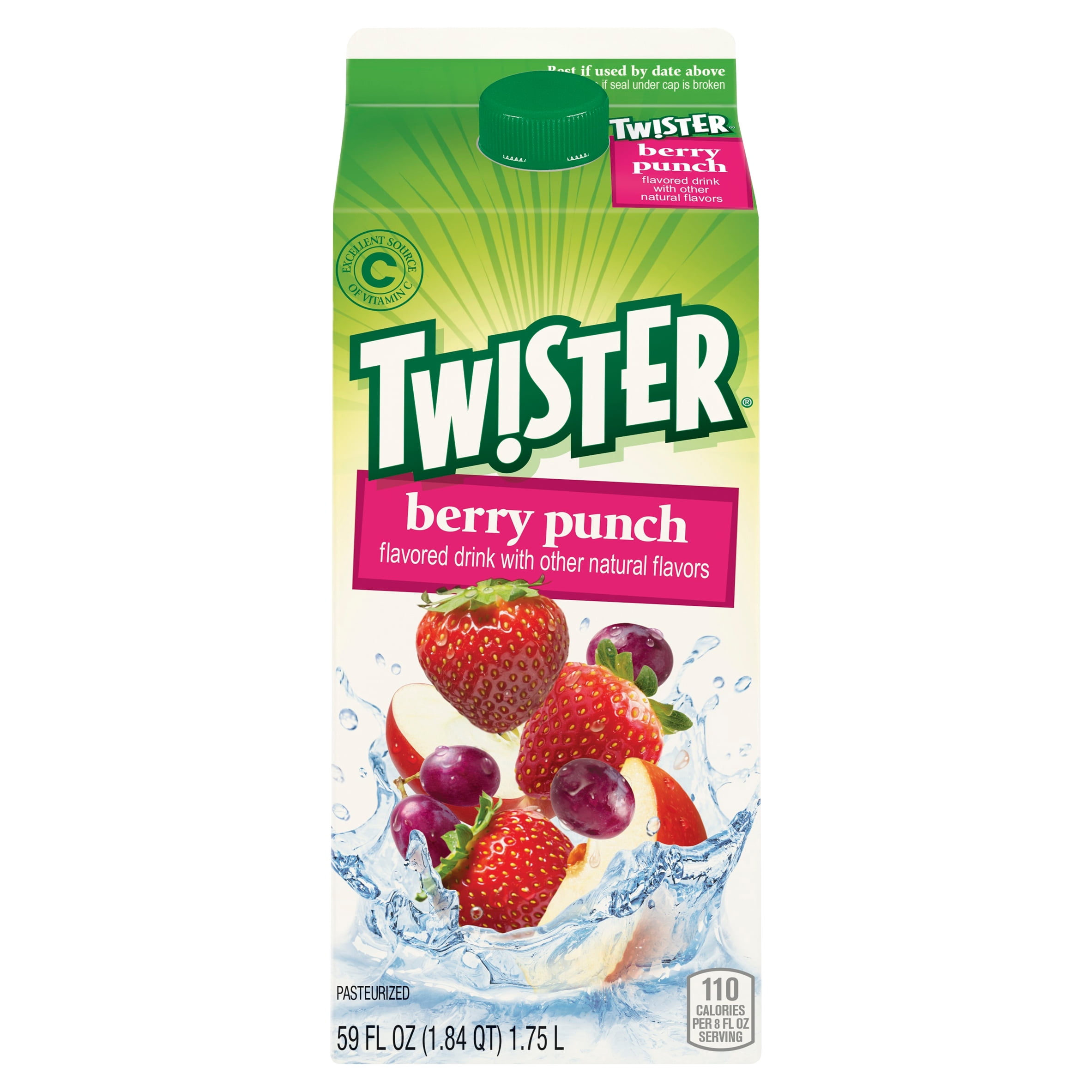 Tropicana Twister Berry Punch Flavored Refreshing Drink, 59 Fluid Ounce, Premium Paper Carton