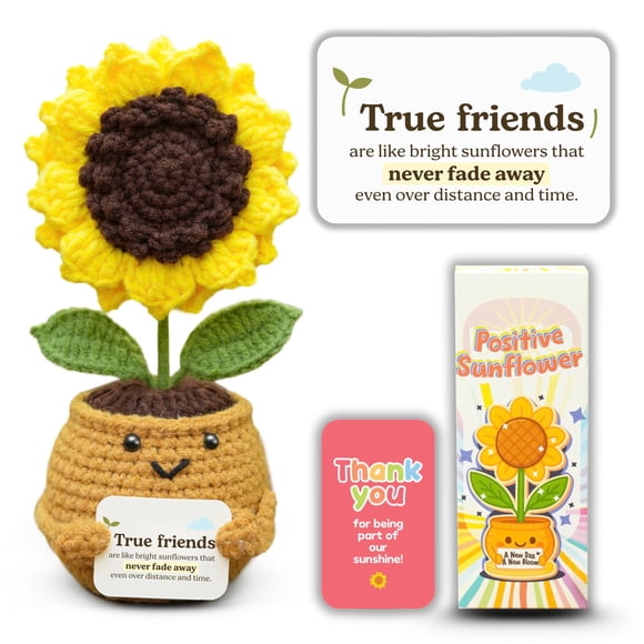 Muñeca de ganchillo con forma de girasol de apoyo emocional THEGIFTY hecha a mano