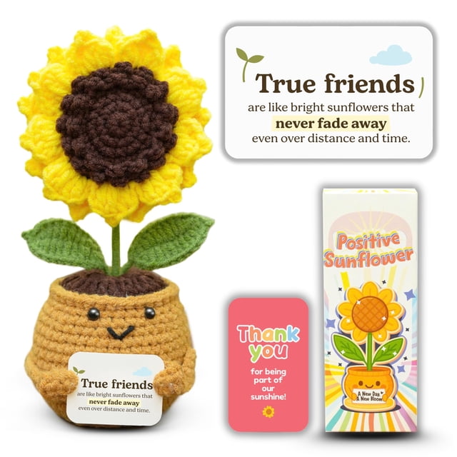 Muñeca de ganchillo con forma de girasol de apoyo emocional THEGIFTY hecha a mano