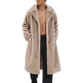 thumbnail image 2 of Ceisia Men's Winter Lapel Faux Fur Long Coat Open Front Warm Fuzzy Overcoat With Side Pockets For Cold Weather Gift, 2 of 9