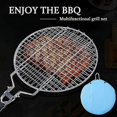 thumbnail image 2 of Cesta de parrilla de aleación para barbacoa con mango de madera para salchichas, verduras, carne y pescado (red redonda estereoscópica), 2 of 5