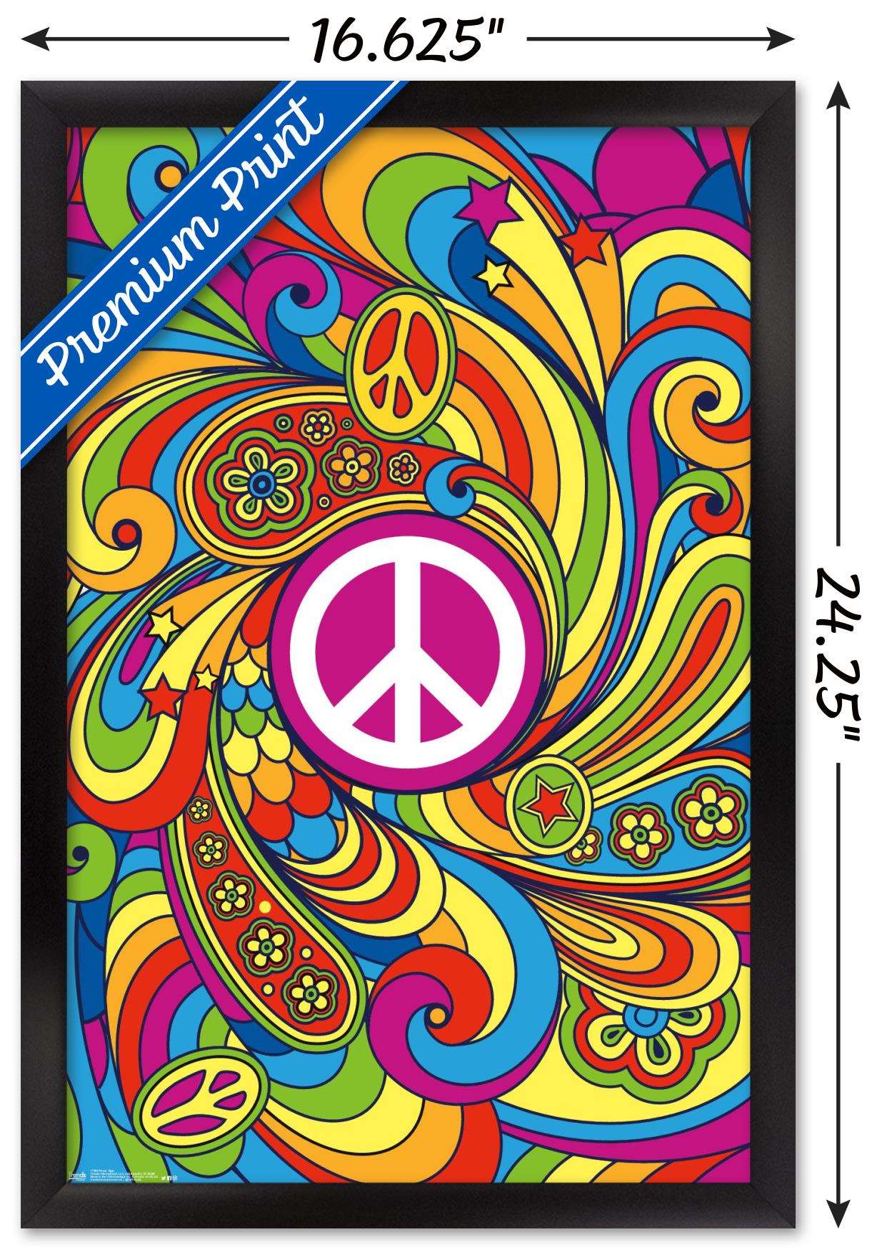 Peace Sign Wall Poster, 14.725" x 22.375", Framed