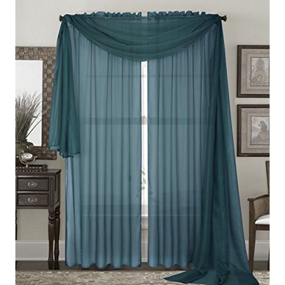 Qutain Linen Solid Viole Sheer Curtain Window Panel Drapes 55" x 63