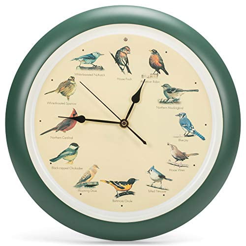Mark Feldstein And Associates Original Singing Bird Wall Clock, 13 Inch
