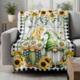 thumbnail image 2 of Sunflower Gnomes Blanket Soft Cozy Warm Throw Blanket for Couch, Plush Fuzzy Flannel Fleece Blankets for Sofa, Spring Farmhouse Daisy Leaf Wooden Grain Bed Blankets Lightweight Gifts for Men, 30"x40", 2 of 9