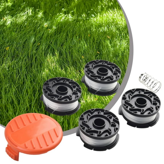 Wuweikeji Replacement Trimmer Spool Set 4 pack with Cap and Spring - 30ft/0.065" Line for Black and Decker String Trimmers - Fits GH600, ST7000, CST1200, LST300, MTC220 Models