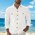 thumbnail image 2 of European Men Casual Long Sleeve Shirt Double Pocket Cardigan Washed Water Knot Loose Fit Business Trendy Stylish Comfortable Mens Basic Tee Shirts Summer Vintage T Shirts, 2 of 9
