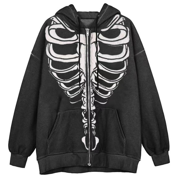 Skeleton Halloween Hoodies for Men Women 2025 Funny Spooky Hoodie Long Sleeve Zip Up Sweatshirt Pullover Tops