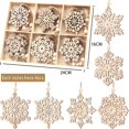 thumbnail image 3 of Adornos colgantes navideños de madera con forma de copos de nieve, 24 piezas, MFLUEEWR, 3 of 7