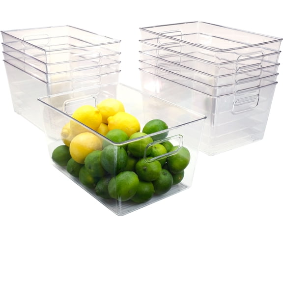 Excello Global Products 11.6" x 8.2" x 6.10" Rigid Plastic Clear Storage Bins for organizing and storing household goods, food, or Office supplies (Pack of 10) - EGP-HD-0398