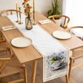 thumbnail image 6 of Spring Blue Flowers Cotton Linen Table Runner for Dining Kitchen, Retro Tea Cup Phrases Country Wedding Outdoor Party Tablerunners Decoration, Dresser Scarf Coffee Tablecloth Runners 13x70 Inches, 6 of 9