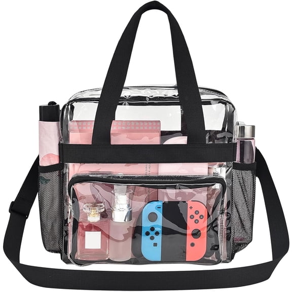 WLGJL 11x5.12x10.6 Clear Tote Bag Clear Bag for Work, Sports Games, Gym, Both boys and girls are suitable