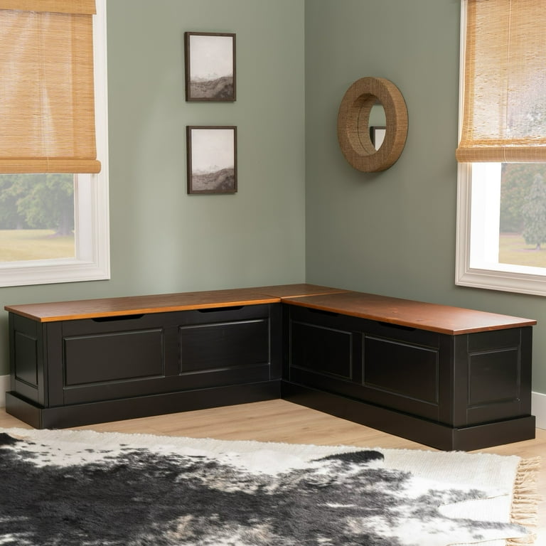 Linon Romero Casual Wood Corner Dining Breakfast Nook with