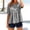*Black, variant on Women's Plaid Round Neck Short Sleeve Babydoll Blouse,Casual Summer Peplum Top Black,Women's Plus M