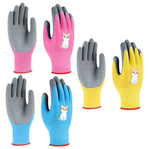 3 Pairs Kids Gardening Gloves Colorful Protective Mittens for Outdoor Picking and Work