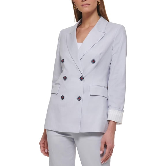 DKNY Womens Woven Long Sleeves Two-Button Blazer