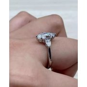 3CT Marquise Cut Lab Created Created Diamond Women's Engagement Ring 14K White Gold Plated Sterling Silver