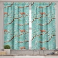 thumbnail image 2 of Ambesonne Forest Valance & Curtain, Bird Sika Deer Japanese Art, 55"x24", Seafoam and Umber, 2 of 7