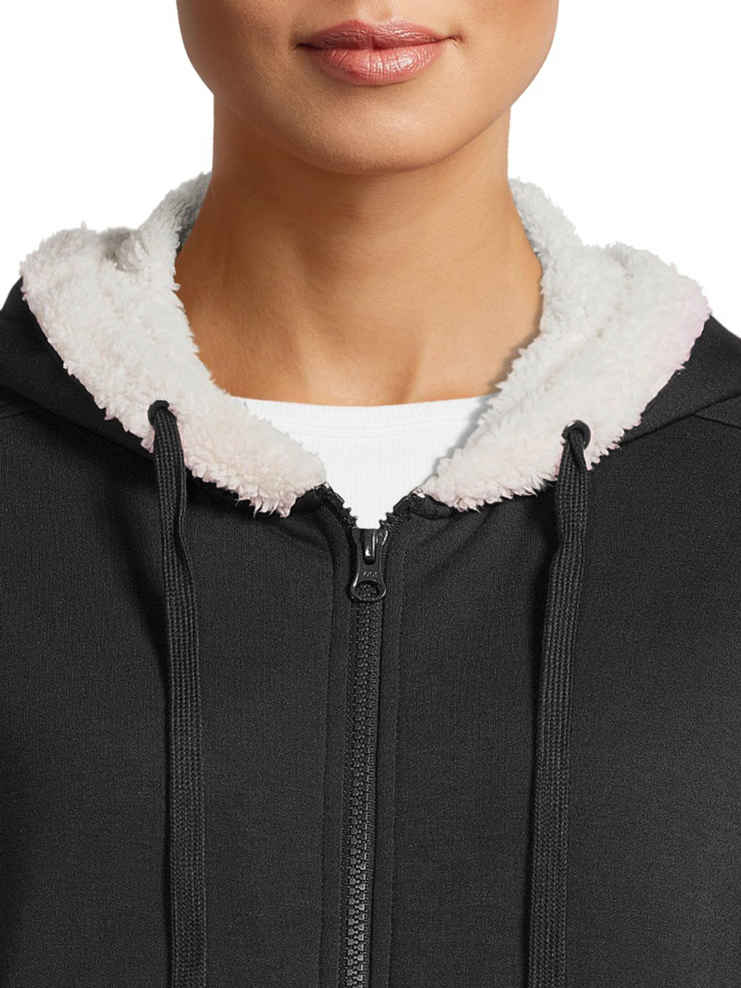 Time and Tru Women's and Plus faux shearling-Lined Sport Hoodie