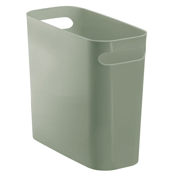 mDesign Plastic Small Trash Can, 1.5 Gallon/5.7-Liter Wastebasket, Garbage Container Bin with Handles for Bathroom, Kitchen, Home Office, Hold Waste, Recycling, 10" High, Aura Collection, Olive Green