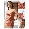 thumbnail image 5 of Deago Women's Silk Satin Camisole Cowl Neck Tank Tops Sleeveless Adjustable Spaghetti Strap Cami Summer Basic Shirt Blouse, 5 of 9
