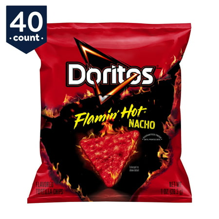 Doritos Flamin' Hot Nacho Tortilla Chips Snack Pack, 1 oz Bags, 40 (Best Flavor Of Doritos)