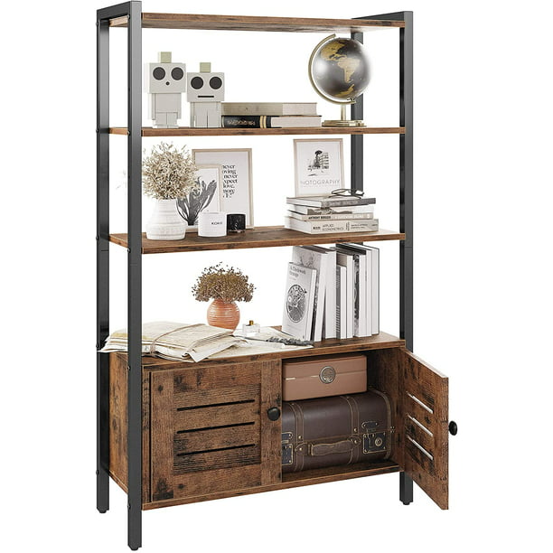 Ironck Industrial Bookshelf And, Living Room Bookcase With Drawers