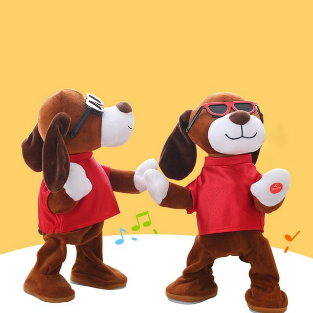 Glow Sing Break Dancing Dog Stuffed Doll Soft Throw Pillow Decorations Children Kids Birthday