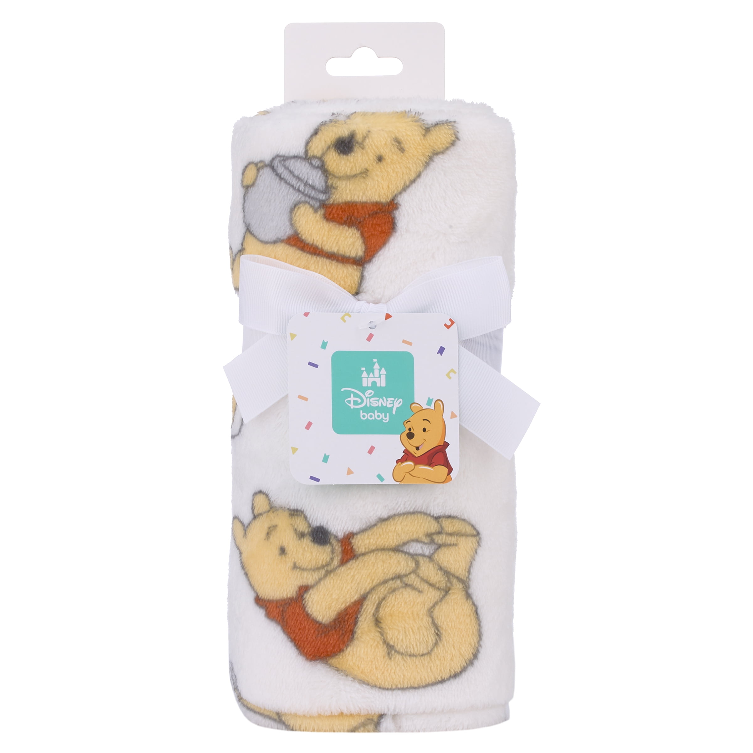 Disney Winnie The Pooh Plush Baby Blanket, Ivory, Infant Girl or Boy, Unisex