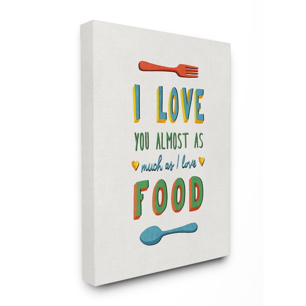 Stupell Industries I Love Food Funny Colorful Word Design Canvas Wall Art by Ester Kay