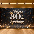 thumbnail image 6 of Decorative Design Happy 80th Birthday Banner Elegant Style Crown Decoration Backdrop for Milestone Celebration Event Decoration Holiday Party, 6 of 8
