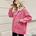 thumbnail image 3 of SWSMCLT Women's Jean Jacket Light Washed Coat Hooded Denim Jacket Long Sleeve Top Spring Soft Oversized Baggy Classic Western Casual Pocket Pink Large, 3 of 5