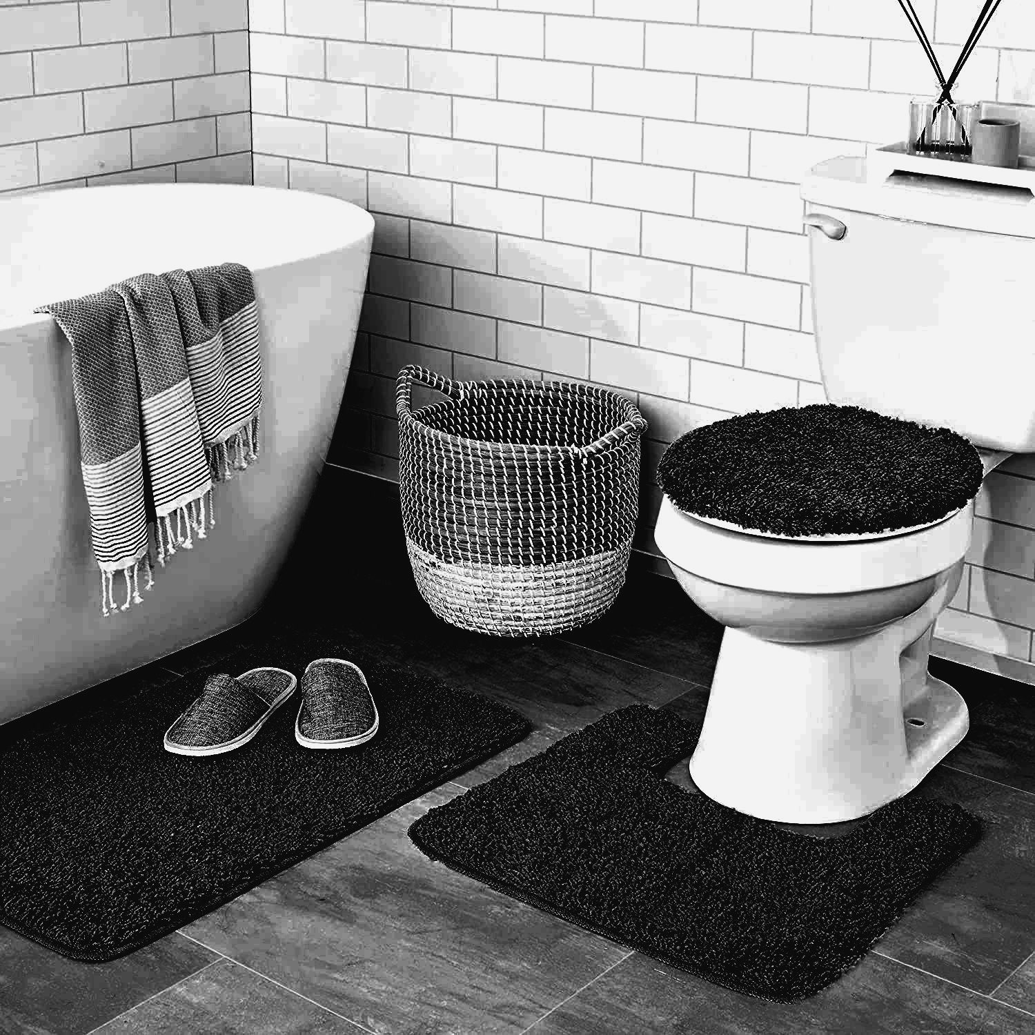 3PC ELITE BATHMAT SET BLACK